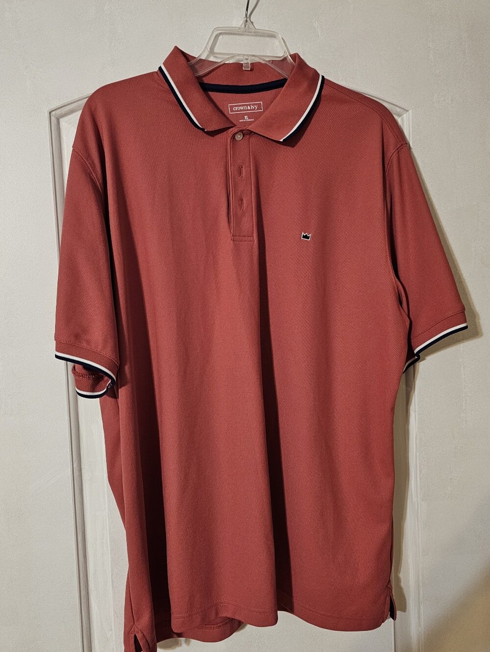 crown & ivy Men's Brick Red Polo with Contrast Trim